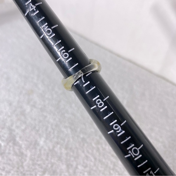 Vintage Art Glass Handmade Yellow White Band Ring - Picture 12 of 13